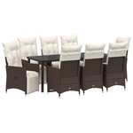 vidaXL Ensemble repas jardin 9 pièces avec coussins rattan poly marron