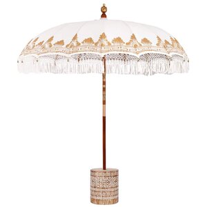 vidaXL Parasol balinais 260 Crème 210-220 cm Coton et bois massif