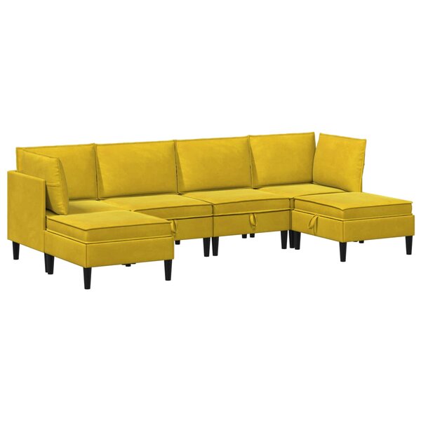 vidaXL Ensemble de meubles pour le salon 6 Pièces Jaune Velours