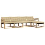 vidaXL Ensemble de canapés d'extérieur 5 Pièces Blanc et Beige
