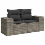vidaXL Salon de jardin avec coussins 7 Pièces gris résine tressée