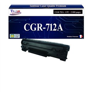 T3AZUR -Toner compatible avec Canon 712 (1870B002) pour Canon LBP3010 LBP3100 LBP-3010 LBP-3100