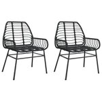 vidaXL Chaises de jardin lot de 2 Noir Résine tressée