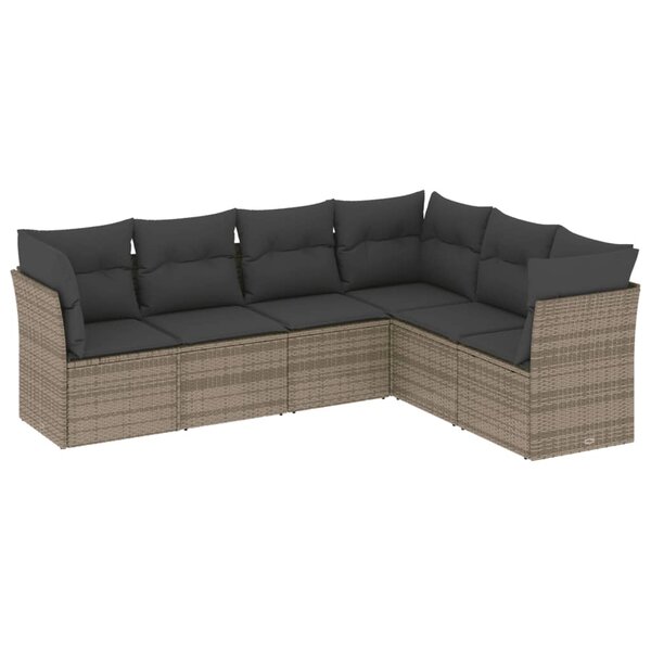vidaXL Salon de jardin 6 Pièces avec coussins gris résine tressée