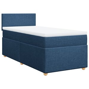 vidaXL Sommier à lattes de lit avec matelas Bleu 90x190 cm Tissu