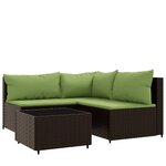 vidaXL Salon de jardin 4 Pièces avec coussins Marron Résine tressée
