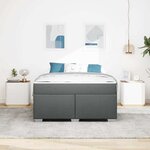 vidaXL Cadre de lit avec matelas Gris foncé 140 x 200 cm tissu