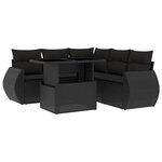 vidaXL Salon de jardin 6 Pièces avec coussins noir résine tressée