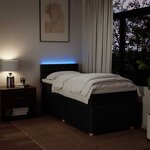 vidaXL Sommier à lattes de lit et matelas Noir 80x200 cm Tissu