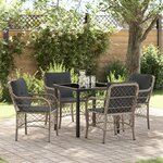 vidaXL Ensemble de jardin de 5 pièces avec coussins en rotin poly gris clair