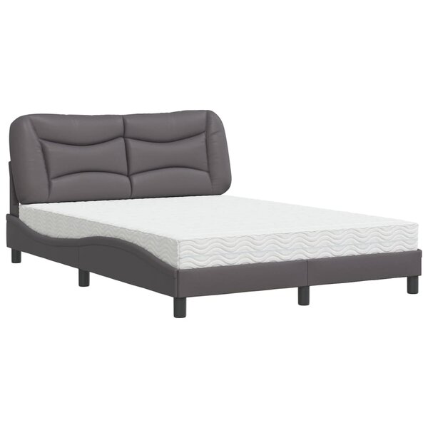 vidaXL Lit avec matelas Hvar gris 120x200 cm similicuir