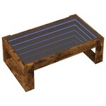 vidaXL Table basse avec LED infini chêne fumé 90x53x30 cm