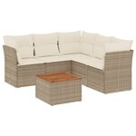 vidaXL Salon de jardin avec coussins 6 Pièces beige résine tressée