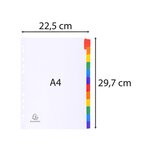 Intercalaires carte blanche 160g avec onglets couleurs renforcés - 12 positions  A4  Blanc EXACOMPTA