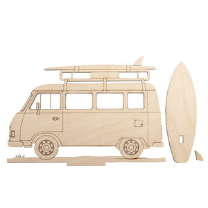 Motif de bois Camping - car  FSC100  nature  20x13 8x0 4cm  en 3 pces  1 Set
