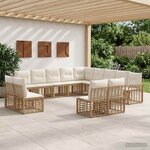 vidaXL Ensemble de canapés d'extérieur 13 Pièces Blanc Naturel et Crème
