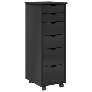 vidaXL Cabinet roulant 34 x 39 x 93 5 cm Bois de Pin Massif Gris