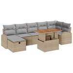 vidaXL Ensemble de canapé de jardin 8 Pièces Beige Poly rotin