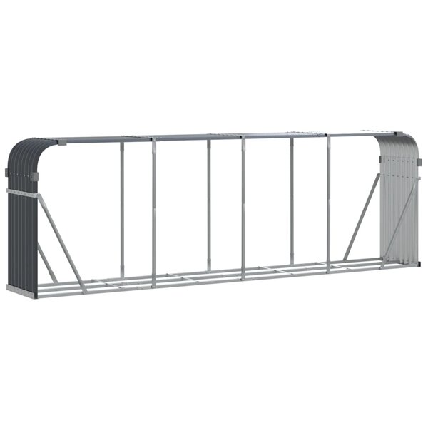 vidaXL Porte-bûches anthracite 300x45x100 cm acier galvanisé