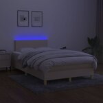 vidaXL Sommier à lattes de lit avec matelas LED Crème 120x200 cm Tissu