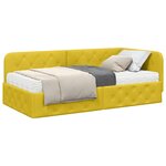 vidaXL Cadre de lit d'angle avec matelas Jaune 90 x 190 cm Velours