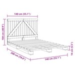 vidaXL Cadre de lit avec tête de lit gris 140x200 cm bois pin massif