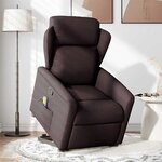 vidaXL Fauteuil inclinable de massage Marron foncé Tissu