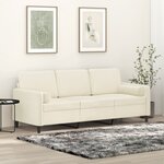 vidaXL Canapé 3 places avec oreillers décoratifs crème 180 cm velours