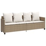 vidaXL Chaise longue avec coussins beige résine tressée