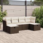 vidaXL Salon de jardin avec coussins 6 Pièces marron résine tressée