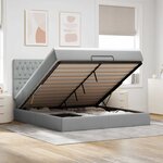 VidaXL Cadre de lit ottoman et matelas gris clair 180x200 cm tissu
