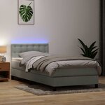 vidaXL Sommier à lattes de lit et matelas et LED gris clair 80x220 cm velours