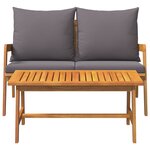 vidaXL Ensemble bistro 2 pièces avec coussins - en bois d'acacia massif