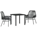 vidaXL Ensemble de repas de jardin de 3 pièces avec coussins en rattan poly noir