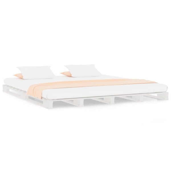 vidaXL Lit de palette blanc 135x190 cm Bois de pin massif Double