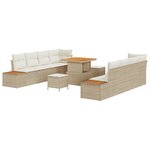 Ensemble de Canapé de Jardin de 11 Pièces vidaXL avec Coussins Beige en Rattan Poly Acacia