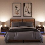 vidaXL Tables de chevet murales avec lumières LED 2 Pièces chêne marron