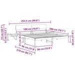vidaXL Cadre de lit avec tables de chevet Marron Bois massif en pin