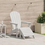 vidaXL Chaise Adirondack avec repose-pieds blanche en HDPE