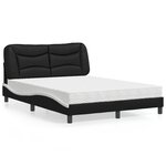 vidaXL Lit avec matelas noir et blanc 140x200 cm similicuir