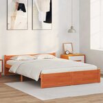 vidaXL Cadre de lit Brun cire 205.5 x 95.5 x 51 cm Pin massif