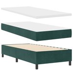 vidaXL Lit à ressort LED avec matelas Vert foncé 90 x 190 cm tissu