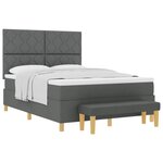 vidaXL Lit à ressorts avec matelas Gris foncé 140 x 200 cm tissu