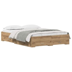 vidaXL Cadre de lit Chêne artisanal 140 x 190 cm Bois d'ingénierie