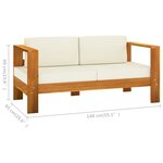 vidaXL Salon de jardin 10 Pièces avec coussins blanc crème Bois d'acacia