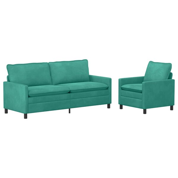 vidaXL Ensemble de Canapés 2 Pièces Turquoise Velours