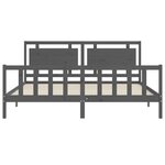 vidaXL Cadre de lit avec tête de lit gris 200x200 cm bois massif