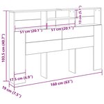 vidaXL Cabinet de Tête de Lit Chêne noir 160 x 19 x 103.5 cm