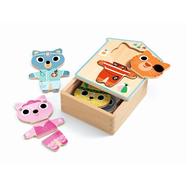 Djeco DJ01678 - Puzzles bois - Dressup-mix
