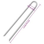 vidaXL Piquets de tente 12Pièces forme de U 41 5 cm Ø12mm acier galvanisé